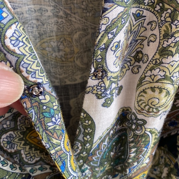 Magaschoni NWT Linen Collared Long Sleeve Button Cuff Tie-Wrap Midi Dress 8 - Picture 9 of 13